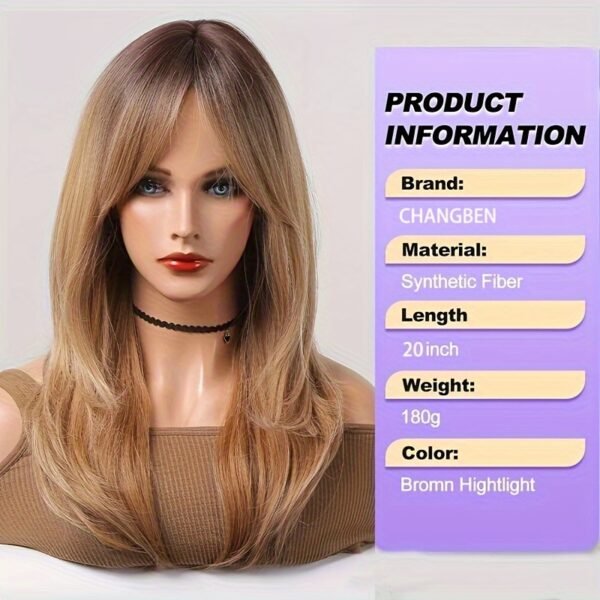 Elegant And Heat-resistant, Non-toxic Wig With Long Curly Hair And Waves, Synthetic Wig With Bangs, Daily Wig, Suitable For The Whole Scene. - Image 4