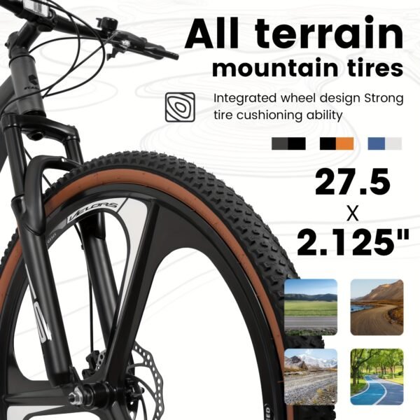 A27301M Ecarpat Mountain Bike 27.5 Inch Wheels, 21 Speed Road Bicycle With Dual Disc Brakes For Men And Women,High Carbon Steel Frame Front Fork Bicycles, Adult Faster Racing Bike - Image 7