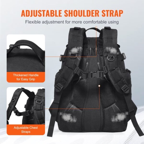 Tactical Backpack 25L Military Backpack With Molle Mode & Sponge Pad Black - Image 4