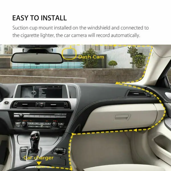 Dash Cam Car HD 1080P Front-Rear-Inside Dual Lens Video Recorder Camera G-Sensor - Image 10