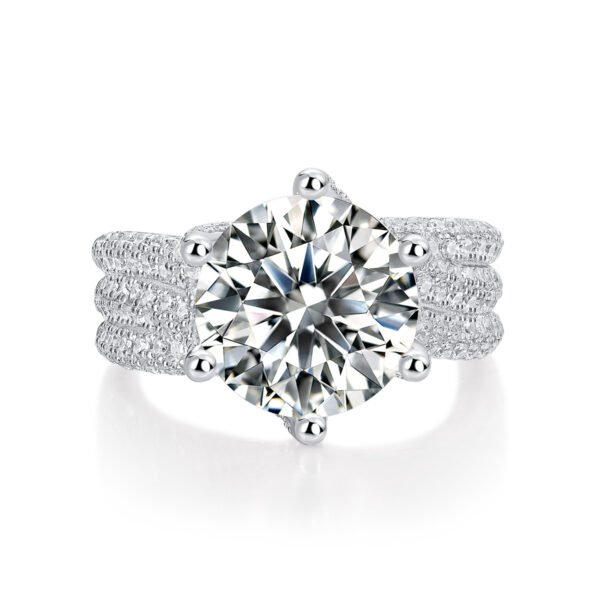 Luxury Fashion Large Diamond Ring Moissanite Silver Ring - Image 6