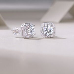 Heart Rose Luxury Fashion Diamond Earrings Stud Set With Mosan Diamond Silver Ornaments