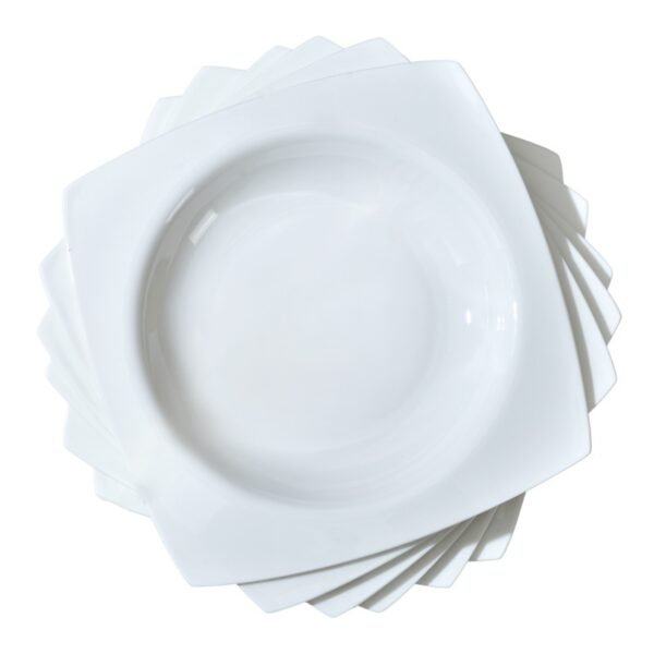 6-piece Set Of White Bone China 9.5-inch Square Soup Plate - Image 9