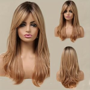 Elegant And Heat-resistant, Non-toxic Wig With Long Curly Hair And Waves, Synthetic Wig With Bangs, Daily Wig, Suitable For The Whole Scene.