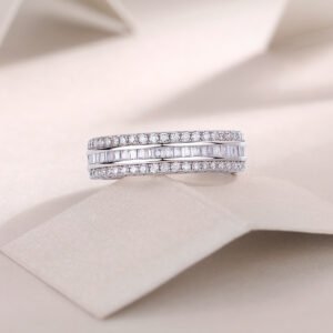 Square Diamond Arrangement, Double Array Diamonds, Luxury Fashion Moissanite Silver Ring