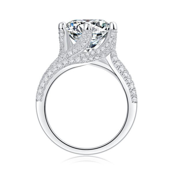Luxury Fashion Large Diamond Ring Moissanite Silver Ring - Image 5
