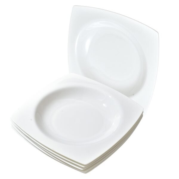 6-piece Set Of White Bone China 9.5-inch Square Soup Plate - Image 2