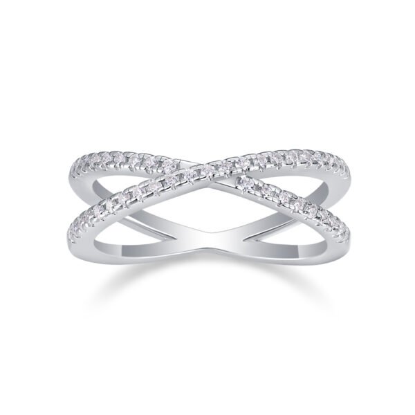 Double Band Diamond Ring Luxury Fashion Set Moissanite Silver Ring - Image 5