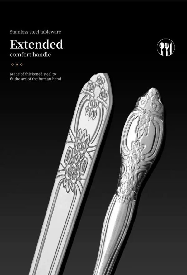 Deluxe Premium Cutlery Flatware Set For The Home - Stainless Steel Cutlery Service With 1 Dinner Fork, 1 Dinner Knife, 1 Dinner Spoon And 1 Tea Spoon - Durable, Elegant And Rust-resista - Image 7
