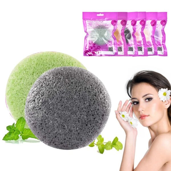 Natural Round Shap Konjac Sponge Face Cleaning Sponge - Image 7