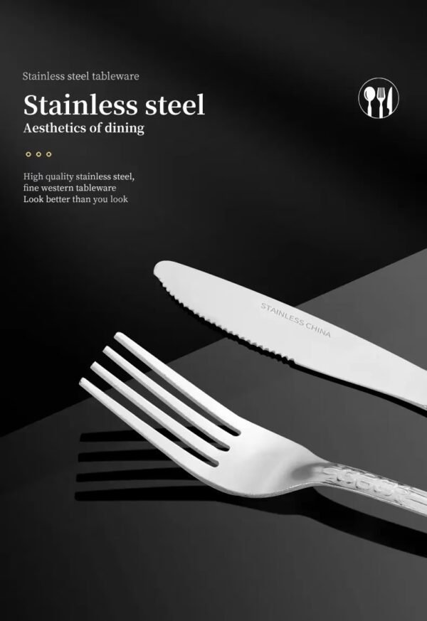 Deluxe Premium Cutlery Flatware Set For The Home - Stainless Steel Cutlery Service With 1 Dinner Fork, 1 Dinner Knife, 1 Dinner Spoon And 1 Tea Spoon - Durable, Elegant And Rust-resista - Image 9