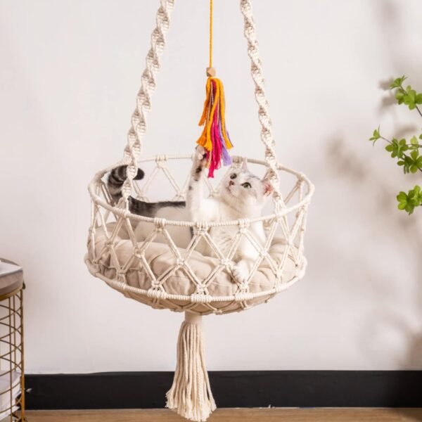 MEWOOFUN Boho Macrame Cat Swing - - Image 5