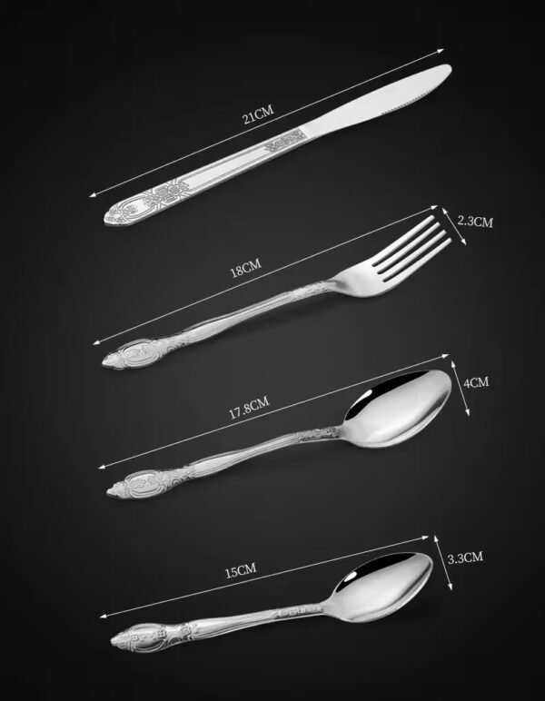 Deluxe Premium Cutlery Flatware Set For The Home - Stainless Steel Cutlery Service With 1 Dinner Fork, 1 Dinner Knife, 1 Dinner Spoon And 1 Tea Spoon - Durable, Elegant And Rust-resista - Image 2