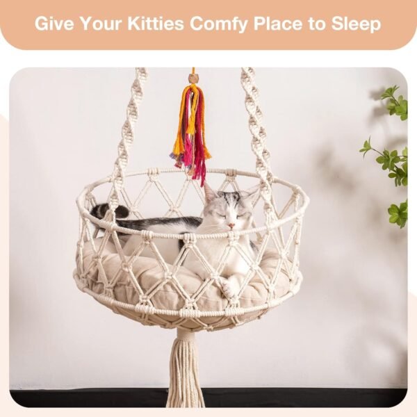 MEWOOFUN Boho Macrame Cat Swing - - Image 4