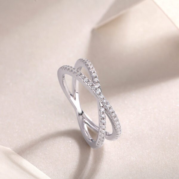 Double Band Diamond Ring Luxury Fashion Set Moissanite Silver Ring - Image 6