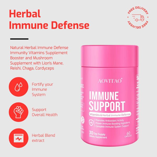 Natural Herbal Immune Defense Immunity Vitamins Supplement Booster And Mushroom Supplement With Lion's Mane, Reishi, Chaga, Cordyceps, Turkey Tail & More - Image 4