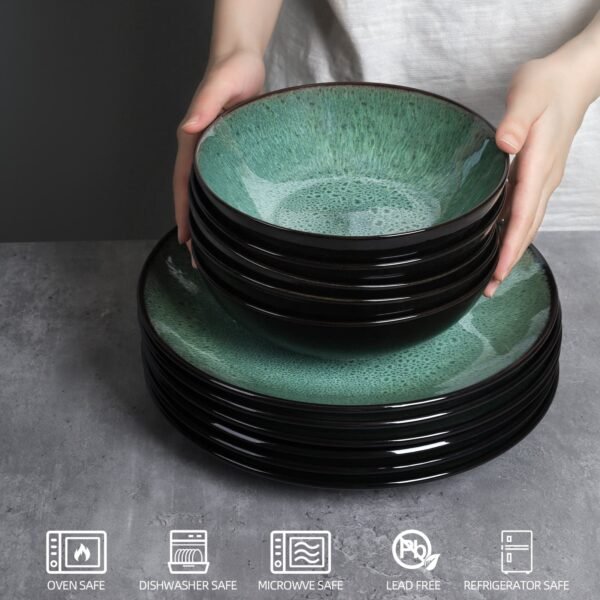 Steak Plate Creative Western Food Plate Vegetable Plate Set Of 6 For Cereal, Salad, Pasta, Soup, Dessert, Serving Dishwasher, Microwave And Oven - Image 3