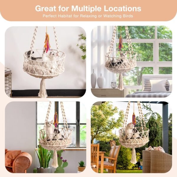 MEWOOFUN Boho Macrame Cat Swing - - Image 7