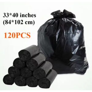 120 35 Gallon Lightweight Stretchable Garbage Bags - Star Sealed Bottom, Black Plastic Lining, Not Available On Weekends, Banned From Amazon
