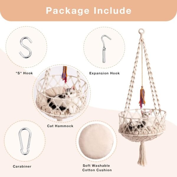 MEWOOFUN Boho Macrame Cat Swing - - Image 2