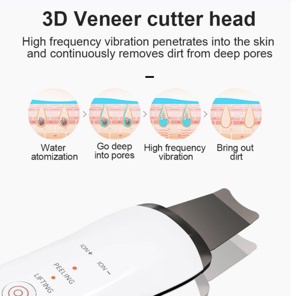 Electric Ultrasonic Skin Scrubber Face Spatula Home Ultrasonic Skin Scrubber Facial Cleaner Handheld Mini Derma Galvanica Tightening Face Scrubber Machine Skin Scrubber USB Ultrasonic - Image 9