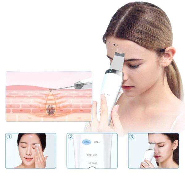 Electric Ultrasonic Skin Scrubber Face Spatula Home Ultrasonic Skin Scrubber Facial Cleaner Handheld Mini Derma Galvanica Tightening Face Scrubber Machine Skin Scrubber USB Ultrasonic - Image 7