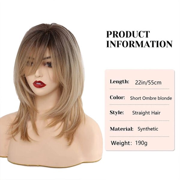 Blonde Wig Long Curly Hair Non-toxic Wig, Shoulder-length Heat-resistant, Synthetic Wig Bangs, 20 Inches , Suitable For The Whole Scene. - Image 4