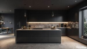 design a modern, functional kitchen with smart storage, balanced colors, lighting, textures, and layout tips