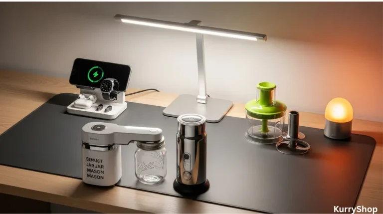 desk and kitchen with these aesthetic tech finds under $50 from DHgate, including a monitor light bar, charging station, leather desk mat, and more
