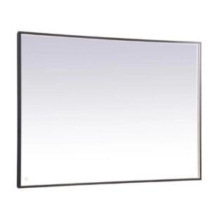 Elegant Decor Pier LED Lighted Mirror MRE64260BK mounted on bathroom wall with bright and warm white lighting