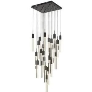 Avenue Lighting Glacier Avenue 28 Inch 25 Light LED Multi Light Pendant with cascading clear crystals in entryway