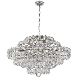 Aerin Sanger 36 inch 18 light crystal chandelier by Visual Comfort Signature Collection with polished nickel frame