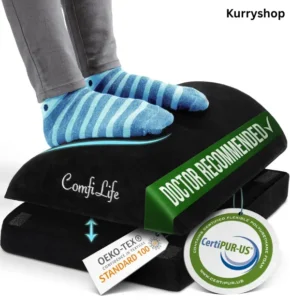 Memory foam foot rest under desk providing ergonomic foot support for office chair use