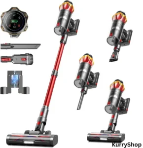 Powerful cordless stick vacuum cleaner with OLED touch screen for hardwood floors and pet hair