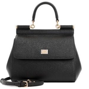 Dolce & Gabbana Miss Sicily Medium Bag in black leather with top handle and gold-tone hardware