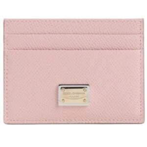Dolce & Gabbana pink leather cardholder with front logo plaque and six card slots
