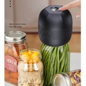 electric jar sealer vacuum sealing a mason jar filled with dry food