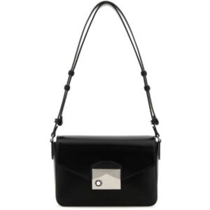 Montblanc Black Leather Meisterstück Shoulder Bag with adjustable strap and minimalist design