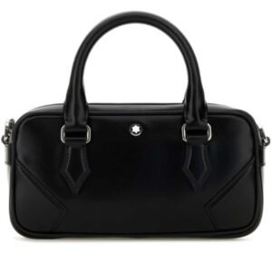 Montblanc Small Bowling Bag in black leather with structured silhouette and top handles for professional use