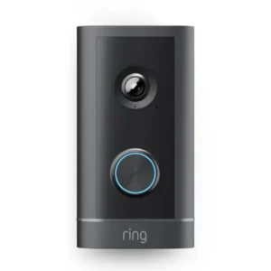 Ring Wired Doorbell Elite with Power over Ethernet installed beside a modern front door exterior