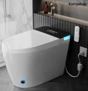 Modern smart toilet with heated seat, bidet spray, and automatic flush features