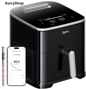 Large smart air fryer on kitchen counter used for everyday cooking